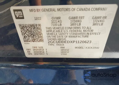 2023 Chevrolet Silverado 1500 4Wd Standard Bed Lt из США, поврежденный, VIN 2GCUDDEDXP1120623